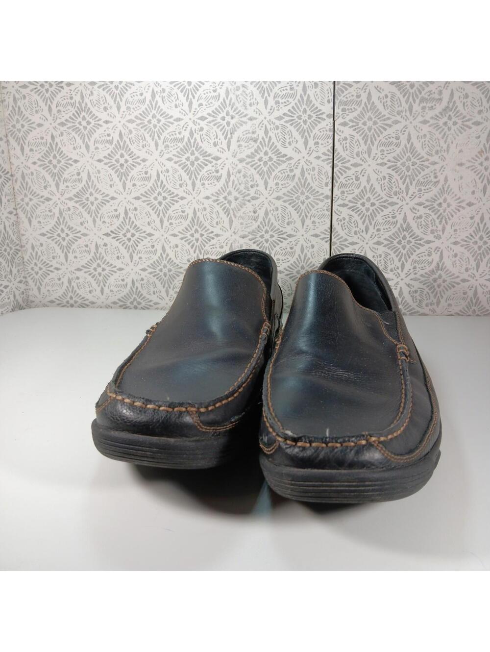 Bass Flex Fit Victor Black Leather Slip On Loafer Shoes Men's Size 13